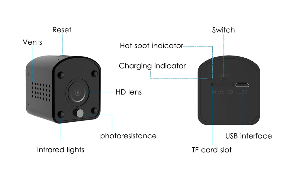 Marlboze 1080P HD wifi мини ip-камера с функцией ночного видения, обнаружение движения, мини видеокамера с петлей, видеорегистратор со встроенным аккумулятором