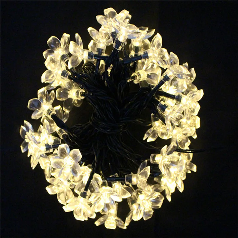 17 м 100led Персиковый Цветок Солнечная Лампа мощная светодиодная гирлянда Сказочный свет водонепроницаемый праздник для рождества свадьбы сада украшения