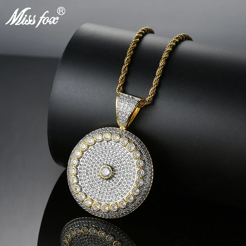 Мужская цепочка Missfox круглая подвеска в виде подсолнуха из циркона ювелирное