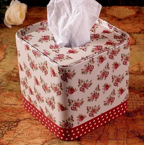 Старинные Украшения Дома Туалет Tissue Box Держатель Салфеток Обложка Красный
