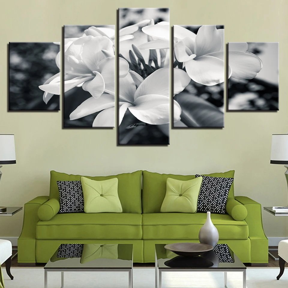

5 Pieces Black And White Flowers Posters Pictures Modern Home Wall Decor Canvas Art HD Print Painting On Canvas For Living Room