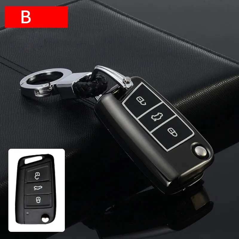 B Model Black Цинковый брелок для автомобильных ключей, чехол для Volkswagen VW Tiguan MK2 Passat B7 B8 CC Skoda Superb A7 чехол для ключей - Название цвета: B Model Black