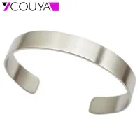 Fashion 316L Stainless Steel Cuff Bracelets and Bangles Silver Color Shiny Femininas Wide Big Bangles Hot Sale Bijoux For Women
