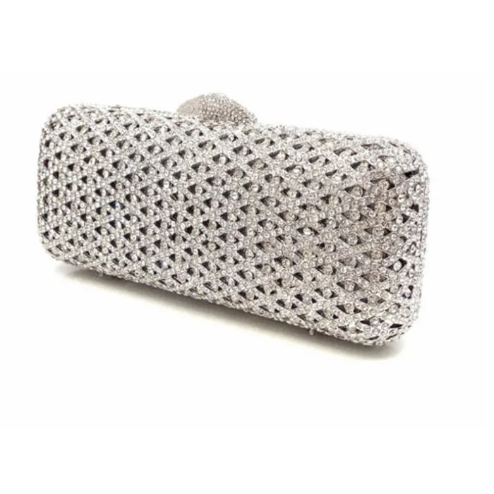Модное серебряное вечернее платье сумки клатчи дизайн горный хрусталь
