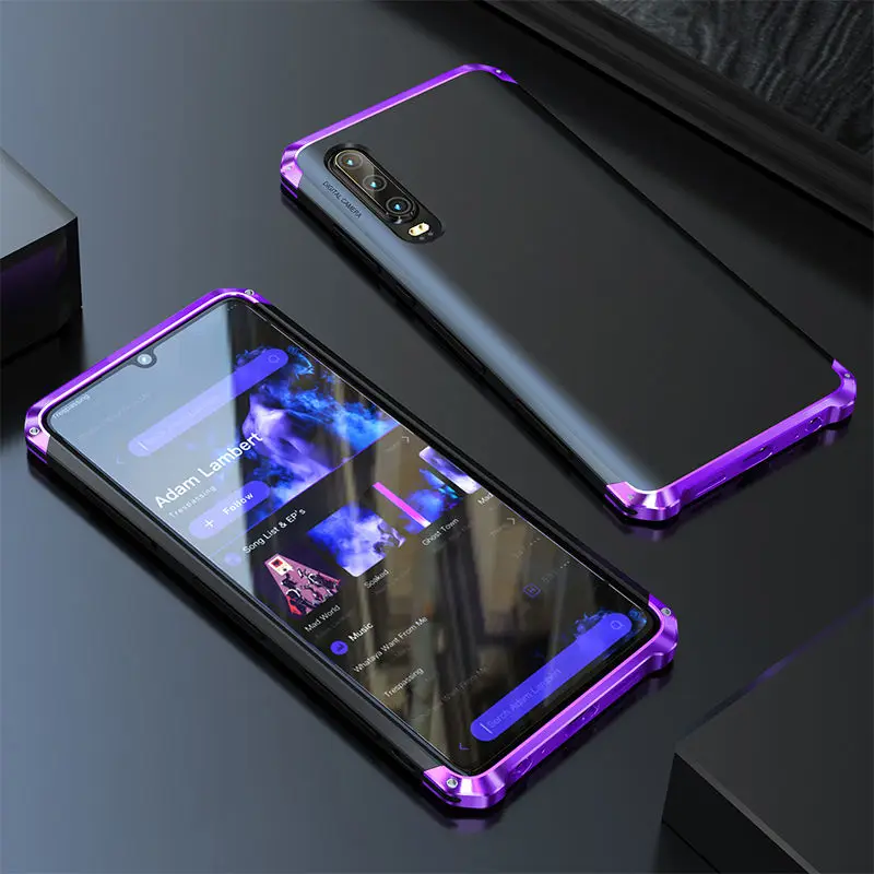 Алюминиевый металлический бампер, чехол для huawei 30 Pro, противоударный жесткий чехол из поликарбоната для huawei P30 Pro, чехол Plus P 30, чехол, coque capa - Цвет: Purple Black