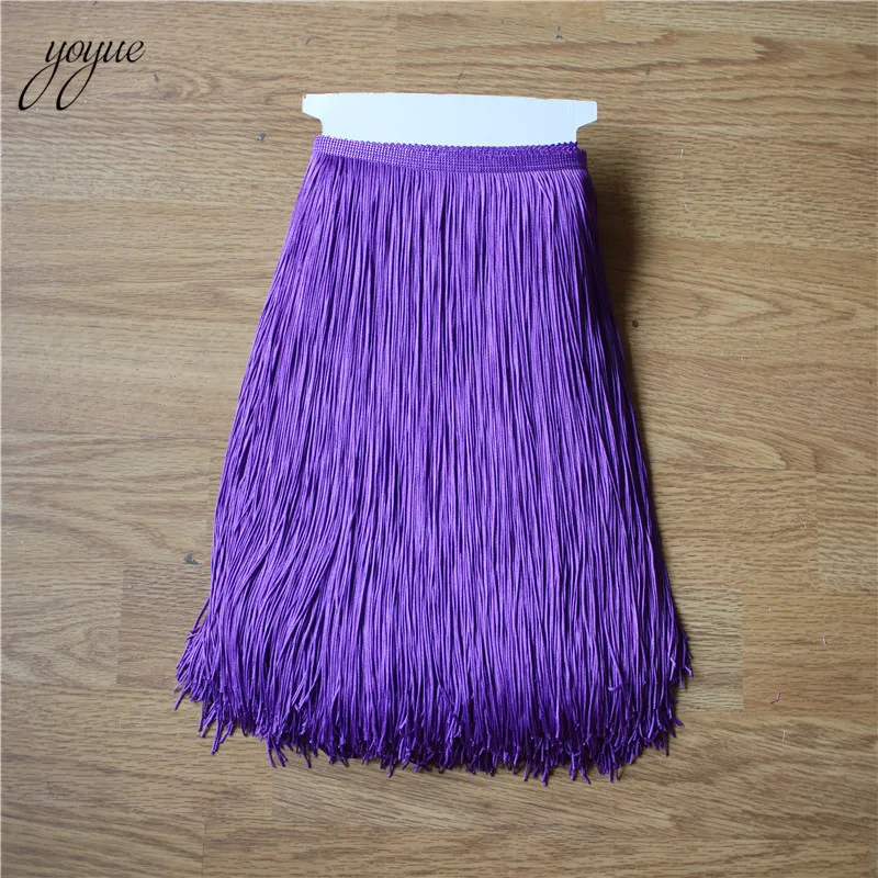 Purple YOYUE 1 ярд 30 см длинные кружева бахрома отделка кисточкой бахрома отделка для Diy латинское платье сценическая одежда аксессуары кружевная лента - Цвет: Purple