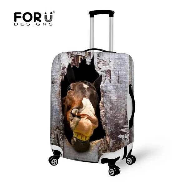 FORUDESIGNS/коричневые с принтом «Лошадь», масштабных дорожных чемоданов чехол стрейч 18/20/22/24/26/28 Водонепроницаемый Чемодан защитный Пылезащитный чехол - Цвет: C0352