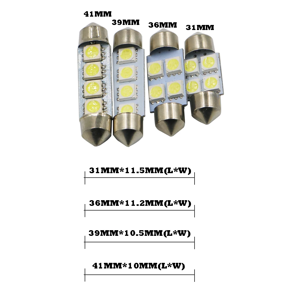 YSY 100 шт. белый 31 36 39 41 мм 5050 SMD 4 светодиодные лампы DC12V Авто C5W Интерьер Купол для