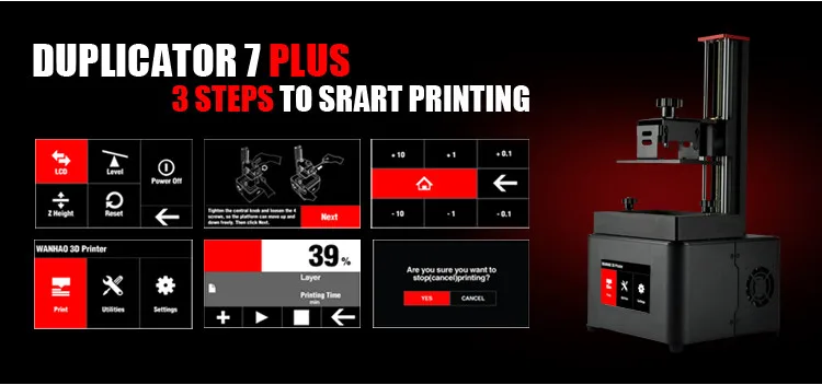 Новинка Wanhao D7 PLUS 3d принтер DLP SLA Дубликатор D7 PLUS 3D машина lcd сенсорный экран 250 мл УФ Смола& FEP пленка бесплатно