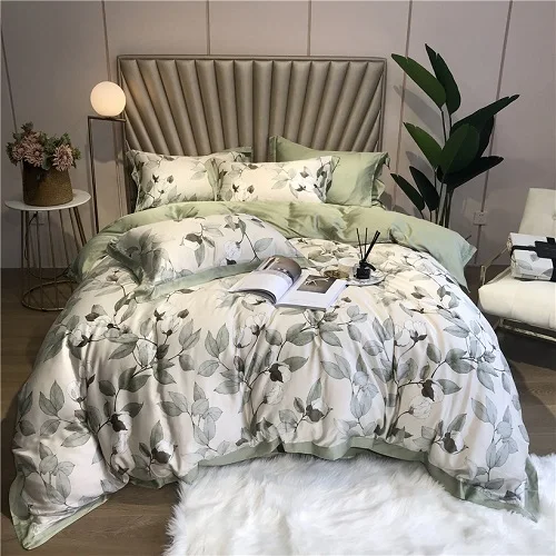 bedding set 13 Ropa de cama Tencel Silk, 4 шт., набор постельного белья KING QUEEN, роскошный пододеяльник, простыня, постельное белье dekbedovertrek - Цвет: bedding set 13