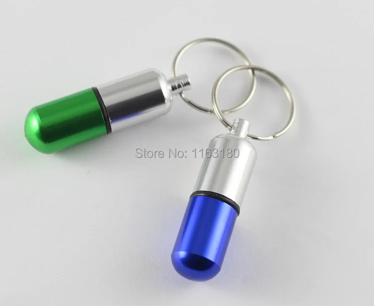 120 шт./лот мини алюминиевый контейнер для таблеток Держатель Брелок Рекламный