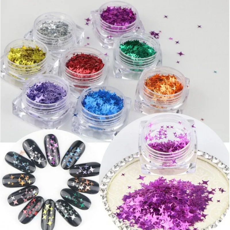 

12Jar/Kits Star-Designs Ultrathin Iridescent Star DIY Nail Sequins for Nails Colorful Iridescent Flakes Nail Art Decorations PT1