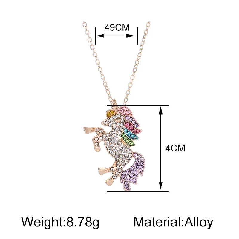 12 шт./лот ожерелья с единорогом подвески ювелирные изделия Женская лошадь Радуга