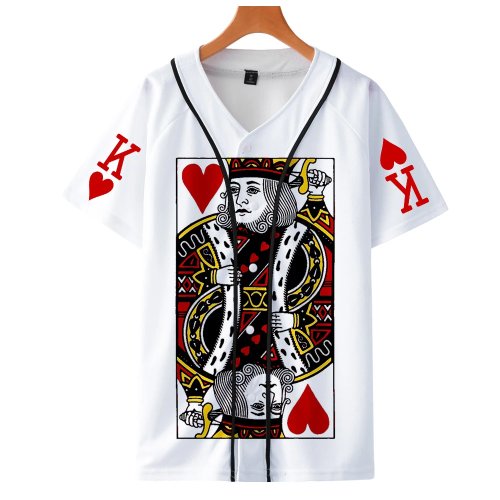 Poker Print Summer Baseball Shirts Fashion Short Sleeve Casual Hot Streetwear Clothes cosplay | Мужская одежда