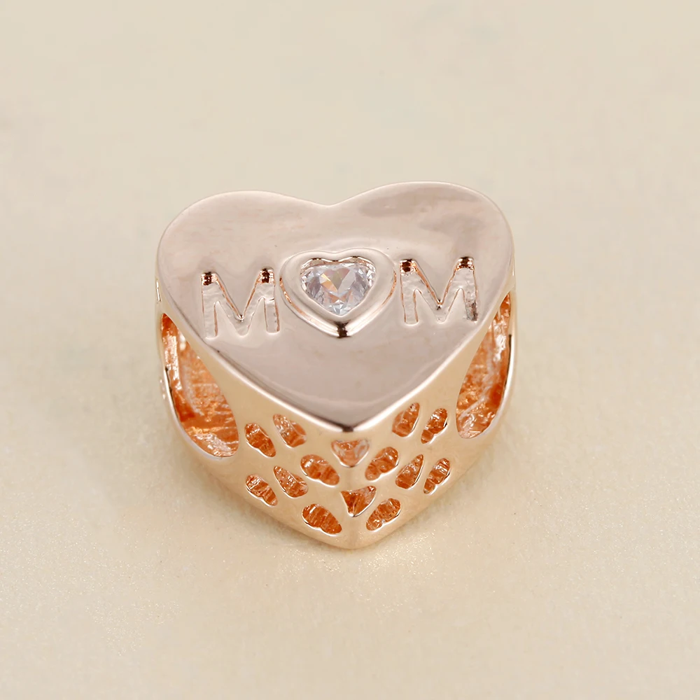 Модные ювелирные изделия подвеска в виде сердца бусины из розового золота