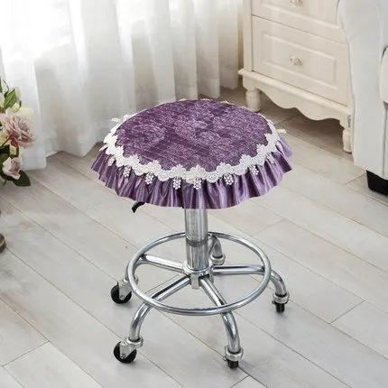 purple Short style Четыре сезона утолщение небольшой круглый стул пылезащитный чехол круглый стул крышка - Цвет: purple Short style