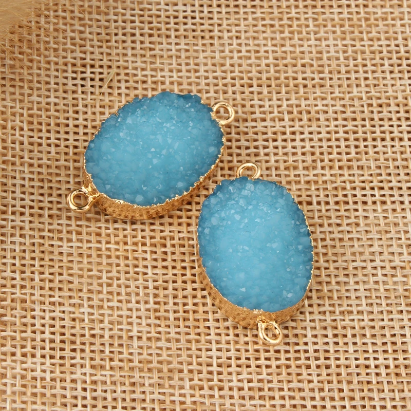 2 шт. модные овальные камни из голубого полимера коннектор для самостоятельного