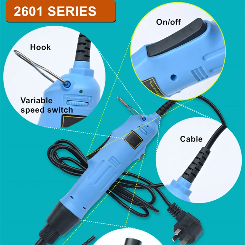 

220-240v Electric Screwdriver Straight Plug Variable Speed Torque Adjustment High Quality Motor Gear Suit 2-6.35mm Screw Model H