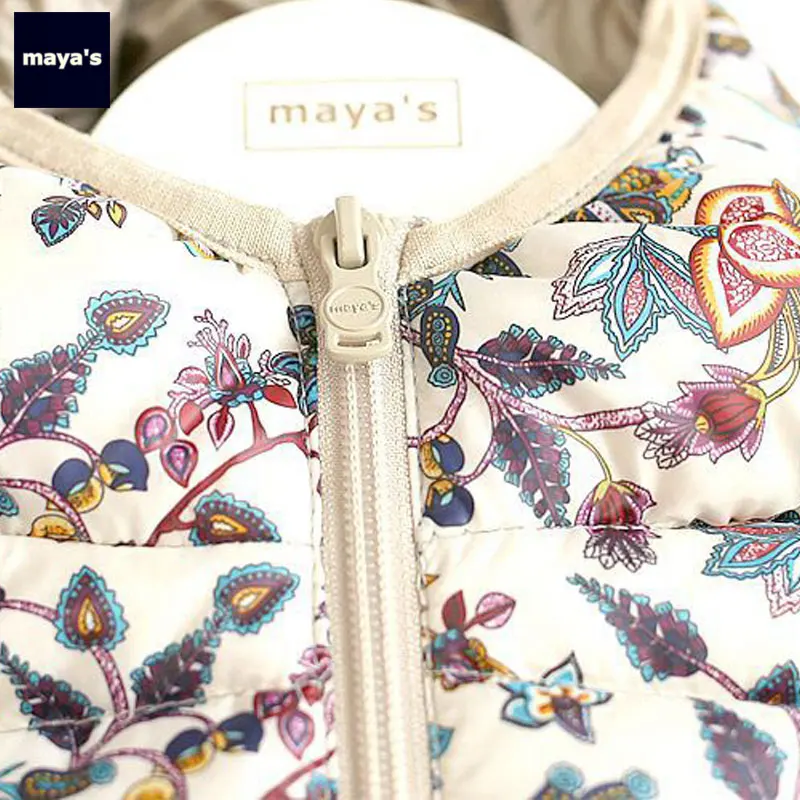 Mayas/детский винтажный пуховый жилет с цветочным принтом детская пуховая куртка