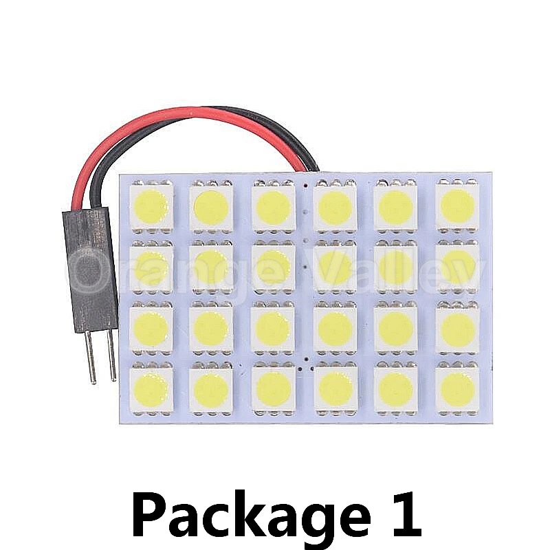 2 шт. супер яркий белый 24 светодиодный 5050 SMD Автомобильный интерьер для чтения дверных ламп панель лампа T10 BA9S Купол фестон 3 адаптера - Испускаемый цвет: Package 1