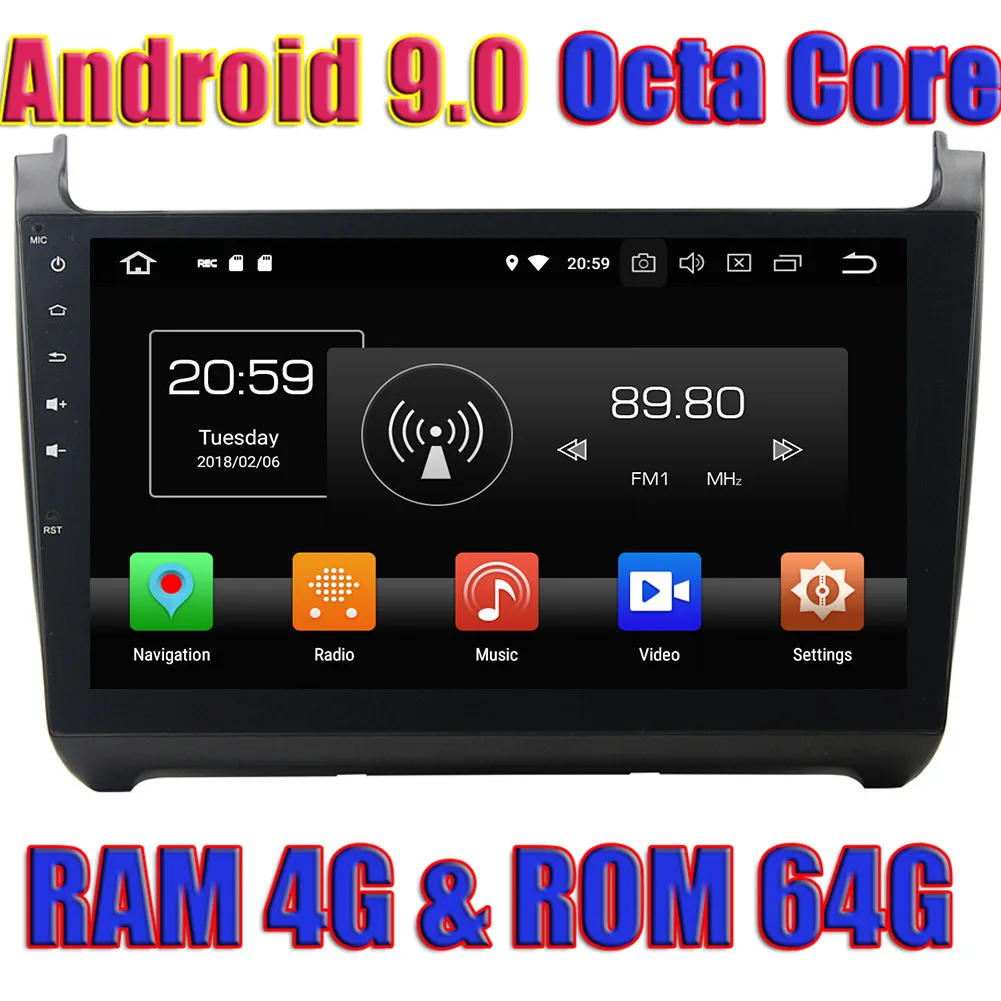 Wanuary 10 1 дюймовый Android 9 0 автомобильный ПК GPS навигация плеер для VW POLO 2015 без DVD Радио