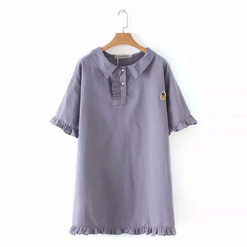 2019 Plus Size Casual Dresses Summer Women Clothing Fashion Loose Short Sleeve pineapple Dress A32-1910 | Женская одежда