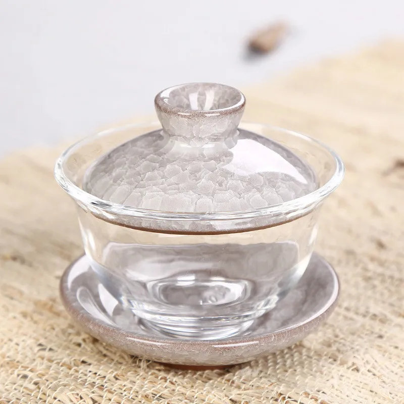 Moylor чайный набор кунг-фу Хрустальная стеклянная чаша Gaiwan Celadon CeramicSancai чаша чайная чашка C - Цвет: Черный