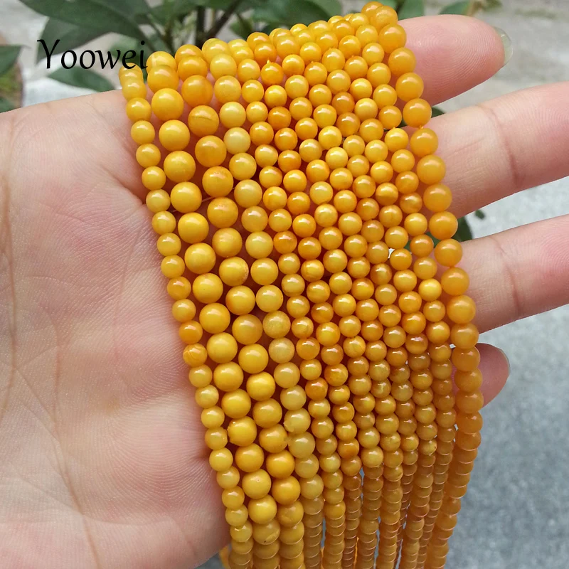 Yowei старый мед желтый куриное масло бусины натуральные 3 мм-7 мм свободные бусины Diy браслет/ожерелье оригинальные бусины-плавающий Рассол
