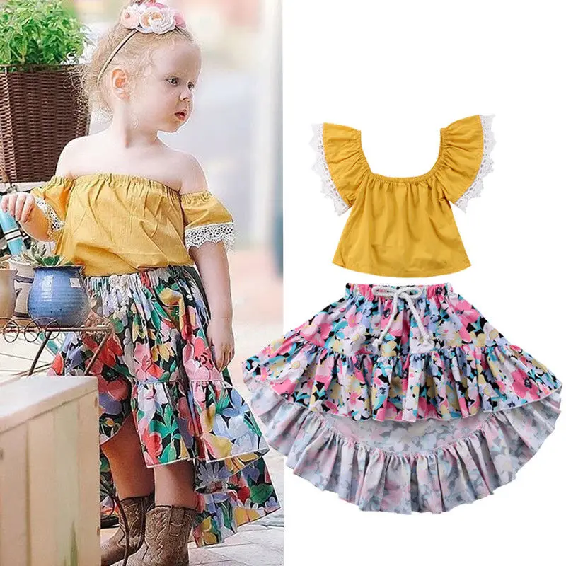 Фото Комплект одежды для маленьких девочек летняя одежда с открытыми плечами