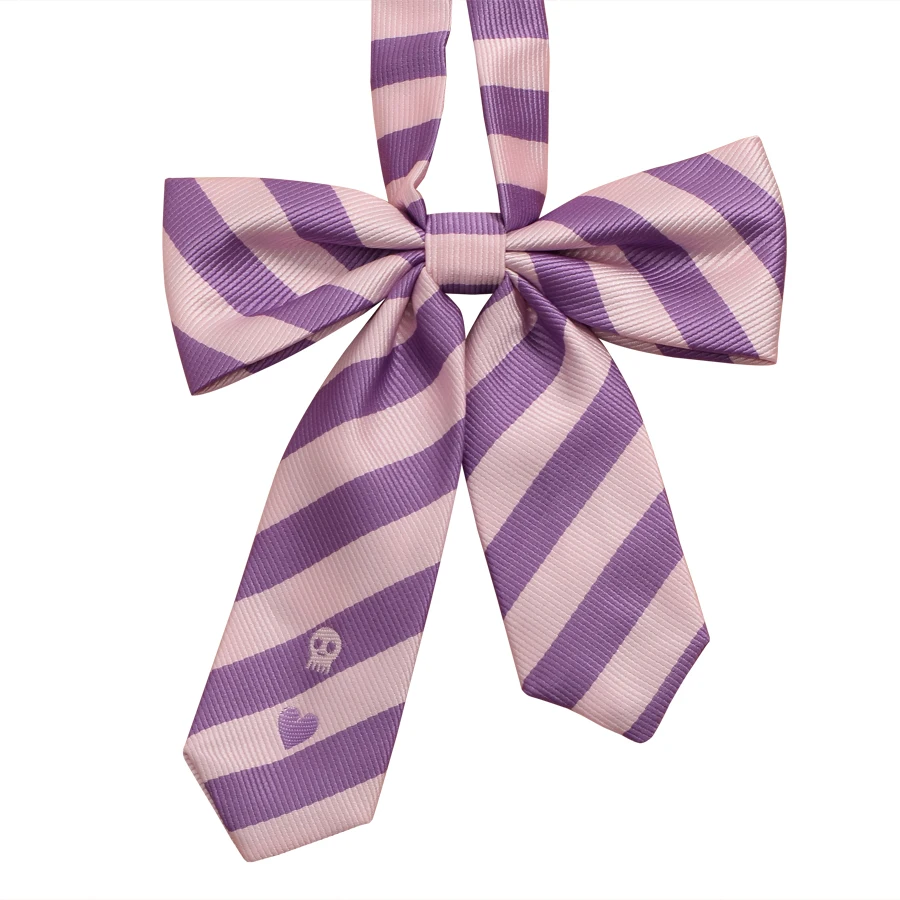 Милый японский полосатый галстук-бабочка для девочек преппи череп сердце