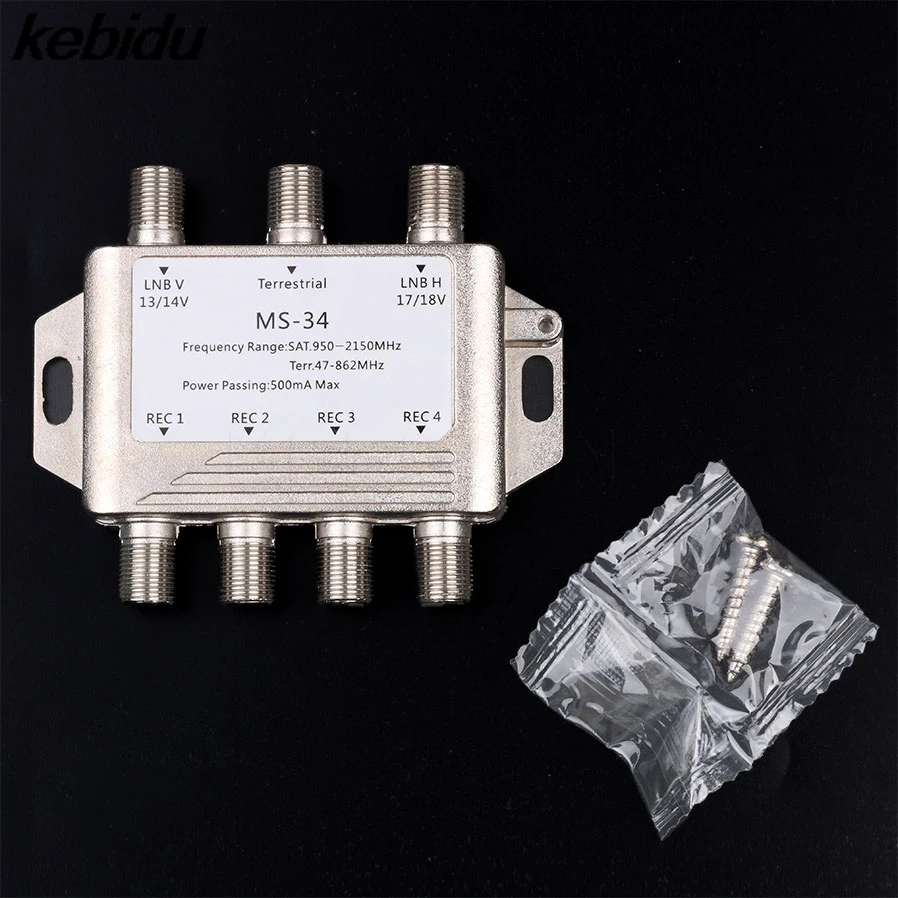 

kebidu New 3 in 4 out DiSEqC Satellite Stand-Alone FTA TV LNB Switch Cascade multiswitch 2 LNB 1 TERR IN For DVB-S2 DVB-T2