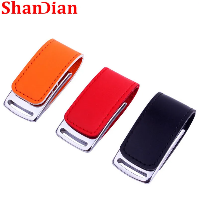 Брелок SHANDIAN из натуральной кожи и металла USB флеш накопитель на цепочке модный