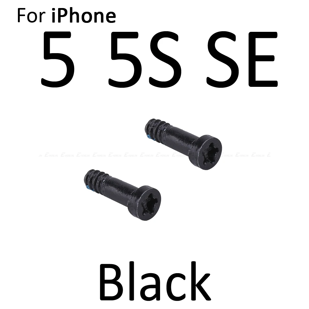 10 компл., высокое качество, для iPhone 4, 4S, 5, 5S, SE, 6, 6 S, 7 Plus, 5-точечная Звезда Pentalobe, нижняя док-станция, соединительные винты - Цвет: Black 5 5S SE
