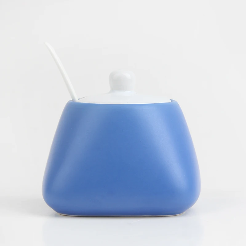 Sky Blue Дизайн! azucarero Керамика Кофе сахарница Sucrier горшок Miel баночка для специй, соли контейнер солонка Sweettreats azucarero suikerpot - Цвет: Sky Blue