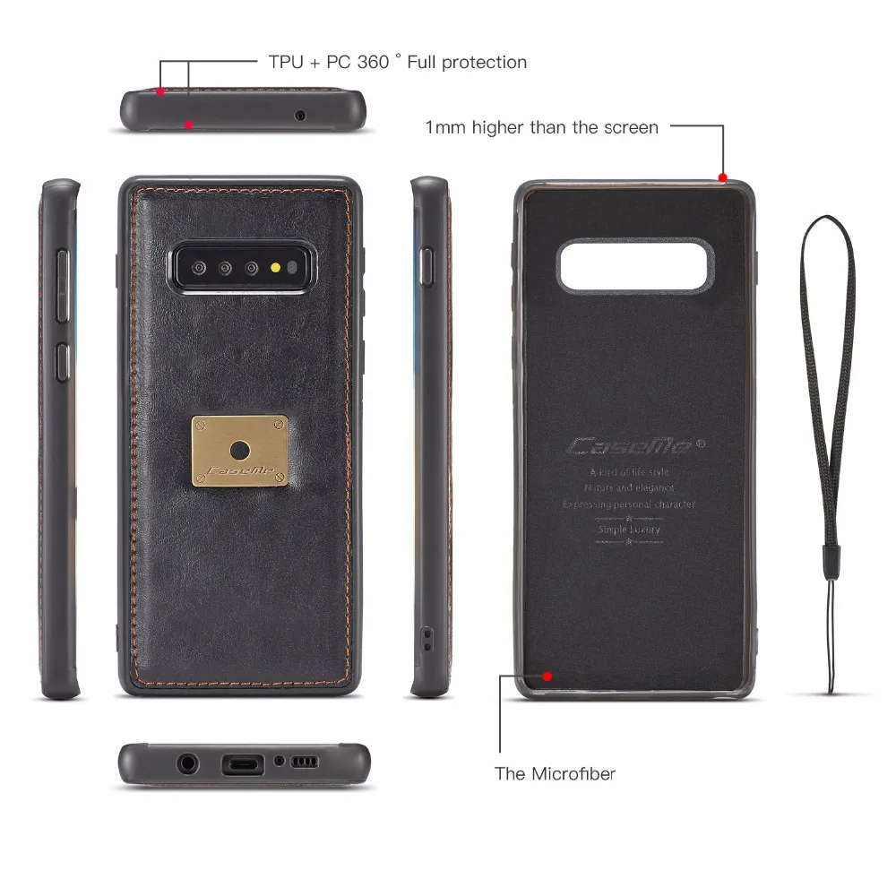 Чехол Me, чехол для samsung Galaxy S10 Plus, Ретро стиль, натуральная кожа, Магнитный съемный чехол-кошелек, чехол для samsung S10/S10e, чехол