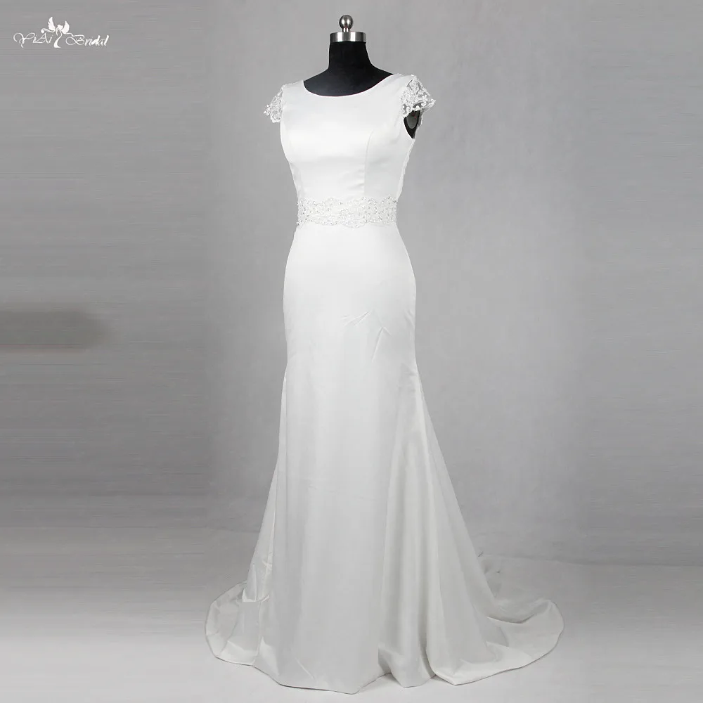RSW1182 свадебное платье футляр с вырезом лодочкой и v образным на спине Vestido De Noiva