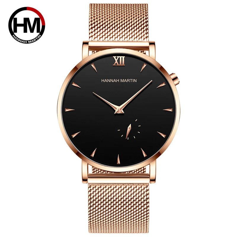 HM-10201-H-WFF Мужские часы, простые, стильные, маленький циферблат, лучший бренд, Роскошные, кварцевые часы, повседневные, бизнес, нержавеющая сталь, водонепроницаемые, Relogio Masculino - Цвет: HM-10201-H-WFF