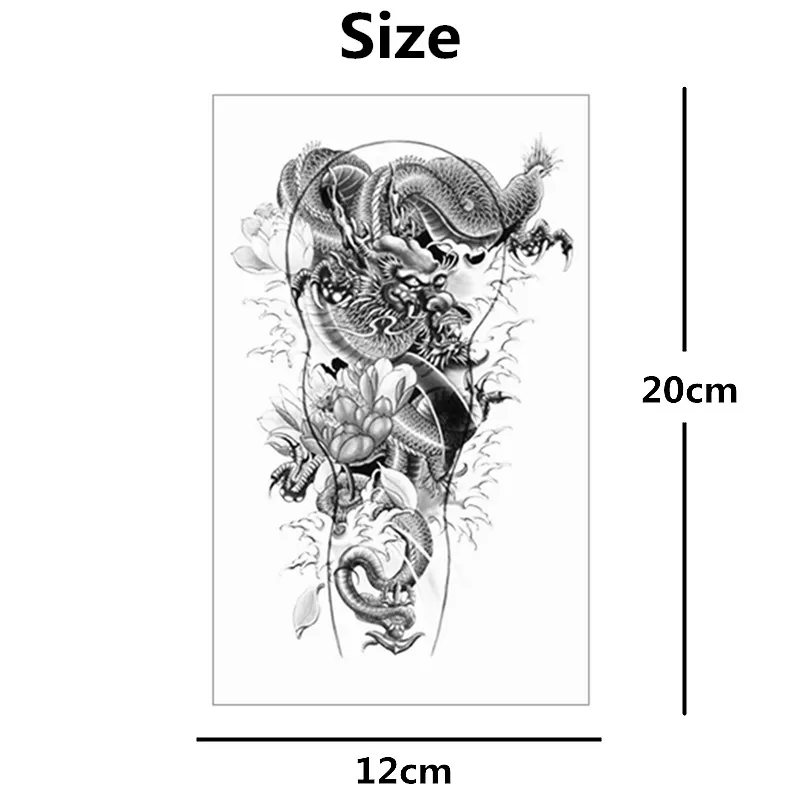 SHNAPIGN китайская временная татуировка с драконом лотосом боди-арт 12*20 см наклейки