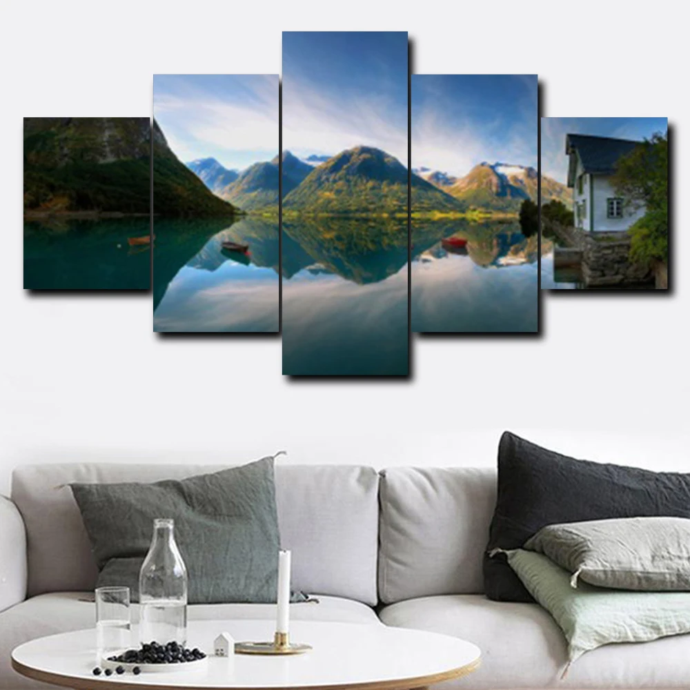 Абстрактная 5 Панель Холст с природными пейзажами креативная настенная работа