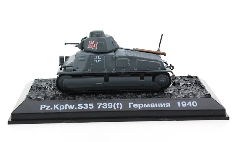 Литая под давлением Военная игрушка модели горячая распродажа 1: 72 Масштаб SOMUA S35-1940 литая армейская модель танка для коллекционного подарка