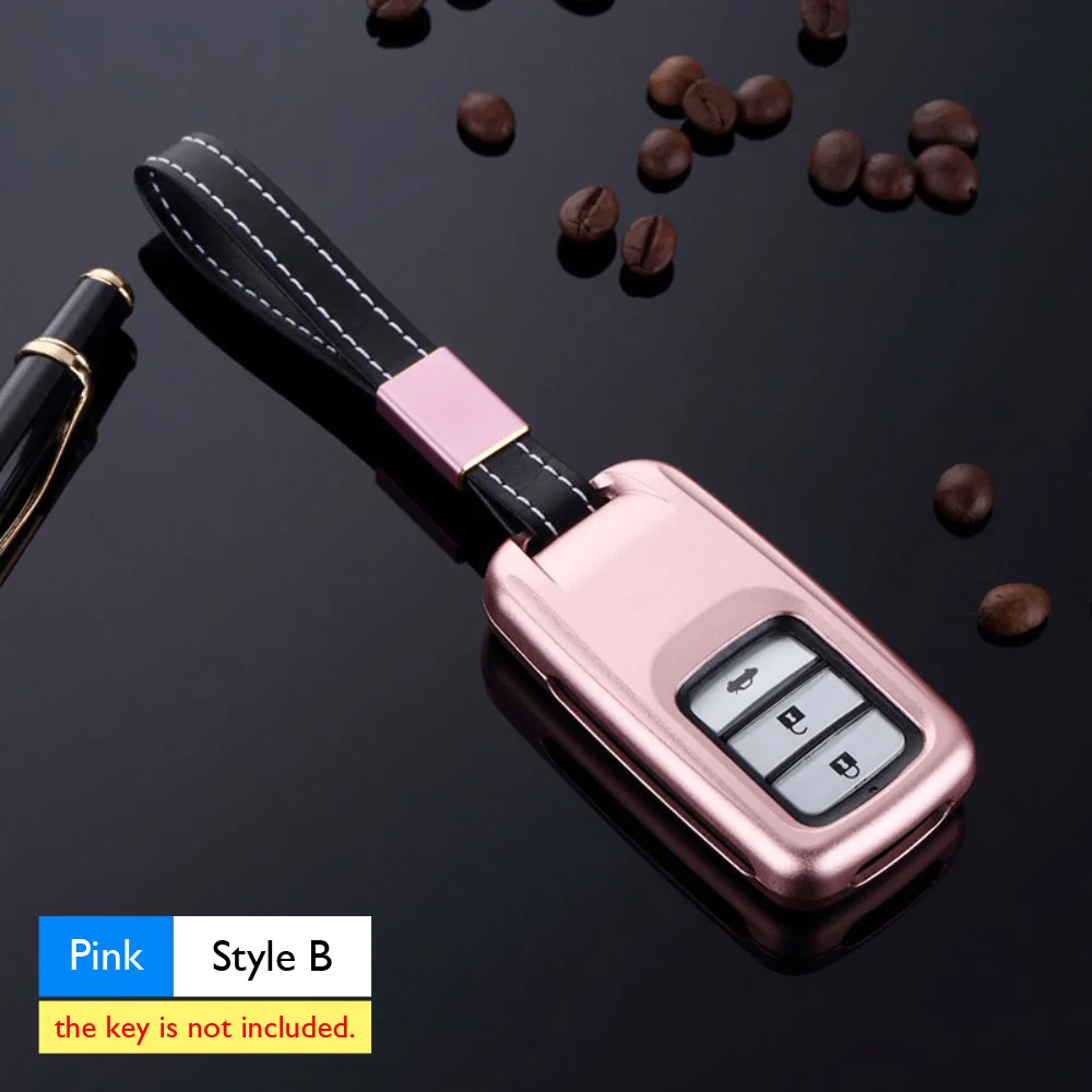 Pink- Key B Алюминиевый сплав автомобильный ключ чехол для Honda XRV Vezel Civic City Greiz Elysion Crosstaur Spirior Odyssey сумка для ключей пульт дистанционного Fob крышка - Название цвета: Pink- Key B