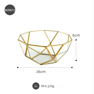 SWEETGO многоугольная стеклянная коробка для торта, настольные держатели для хранения, стойки для десертов, латунные края, коробки для демонстрации ювелирных изделий, лотки - Цвет: Bowl