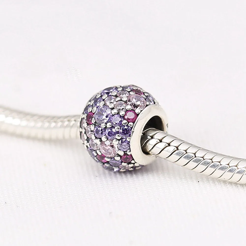 Оригинальные бусины из стерлингового серебра 925 пробы с разноцветными