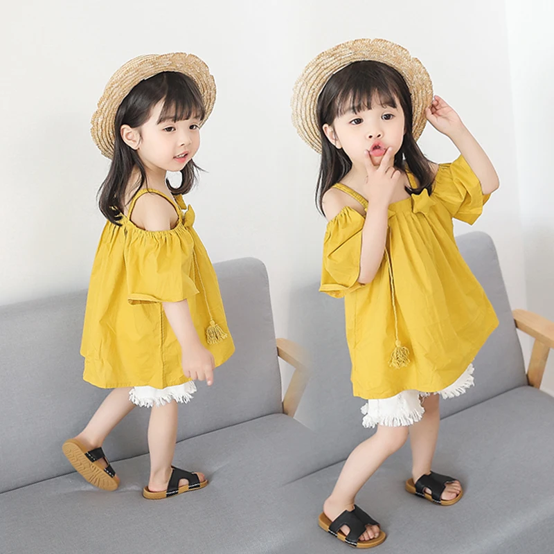 Принцессы топы и шорты комплект из 2 частей для девочек костюм 2018 Новый Летний