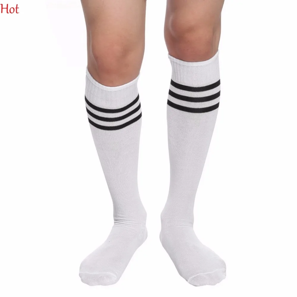 Новинка чулки высотой до бедра хлопковые колена гетры в полоску 6 цветов белые