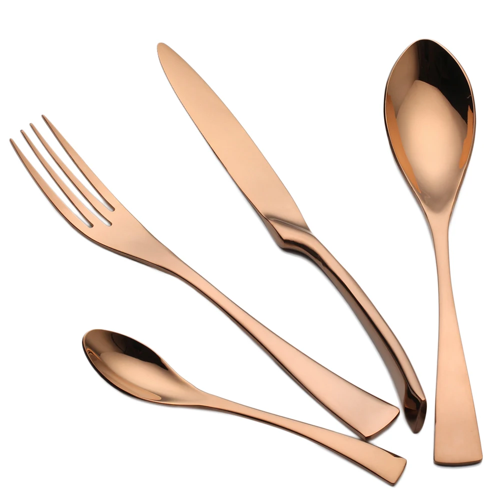 Набор столовых приборов из нержавеющей стали розовое золото 24 шт.|knife fork set|steel cutlery