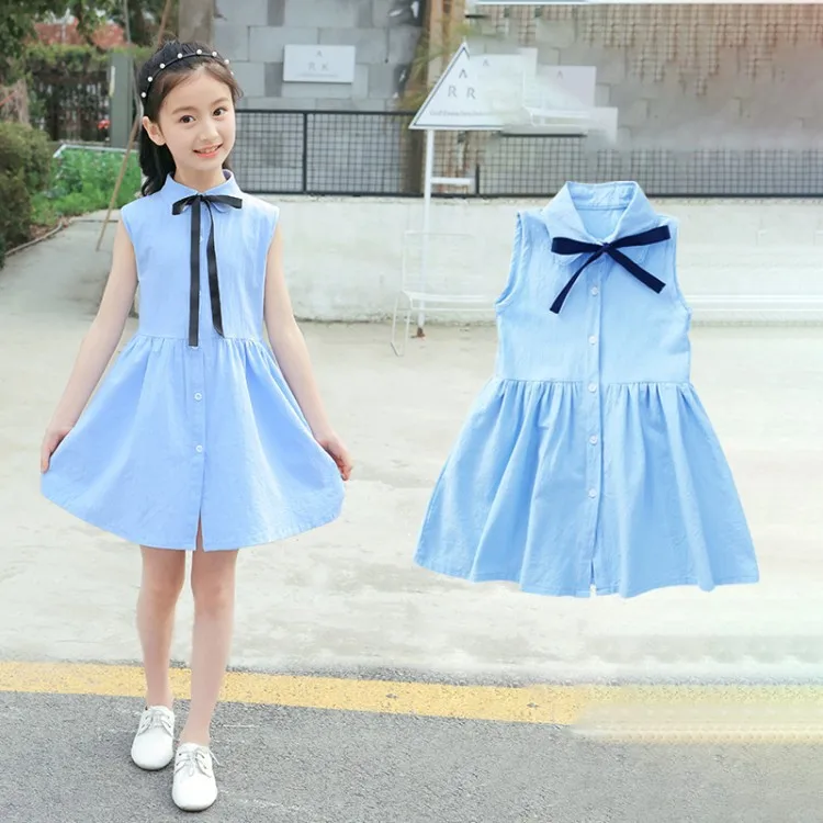 2019 summer Big Girl Dress Loose Cotton sleeveless Teens Dresses Casual Kids Outfits Princess Children Clothing | Детская одежда и