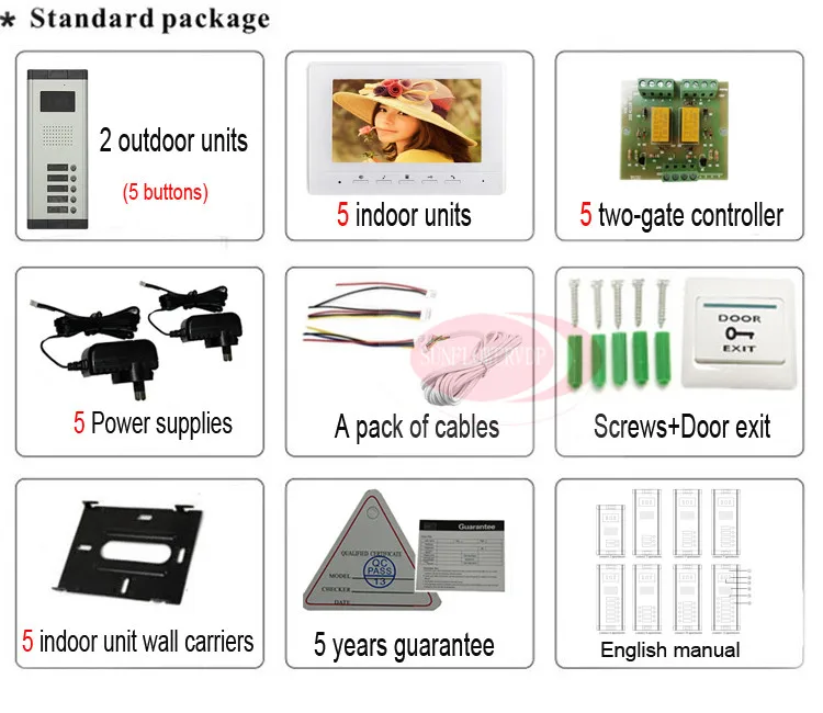 2 Doors 5 Buttons Infared CCD Camera Color 7