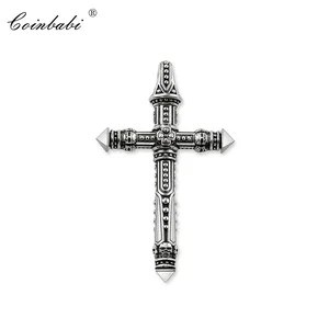 Винтажная подвеска в виде черепа из стерлингового серебра 925 пробы для женщин и мужчин, цепочки для ключей, подарок в Европейском стиле, подвеска-крест, ожерелье из звеньев