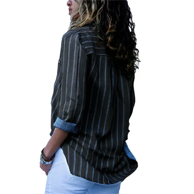 Новый стиль летние женские свободные топы из полиэстера с длинным рукавом и v